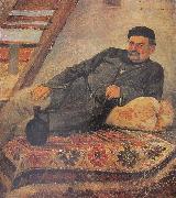 Romanoz Gvelesiani A Kakhetian man with a jar oil painting